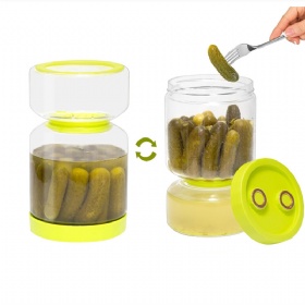 Glass Pickle Jar with Strainer Flip